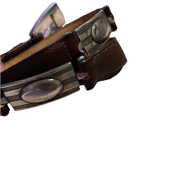 Vintage 90s Brighton Brown Belt Womens Silver Rectangular Concho Buckle Y2K SM main image 8